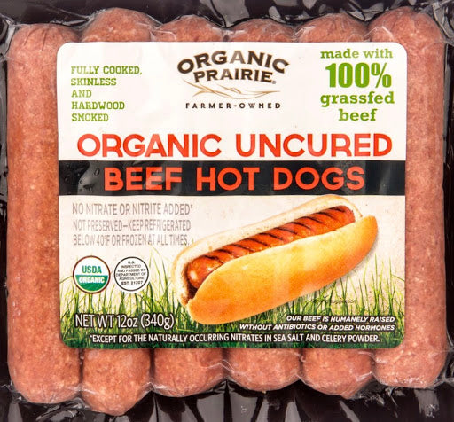 Organic Prairie Uncured All Pasture Raised Beef Hot Dogs