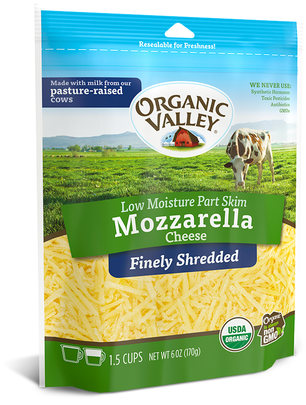 Organic Valley Shredded Part Skim Mozzarella Cheese – Boxed