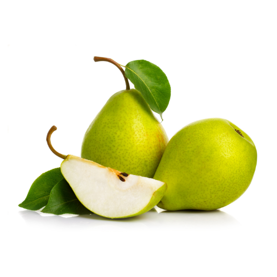Fresh organic pears on a white background